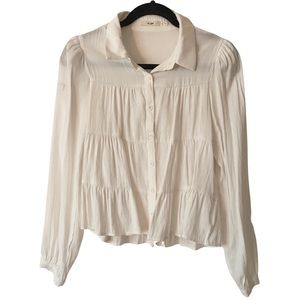 Mi Ami White Tiered Buttonup Shirt